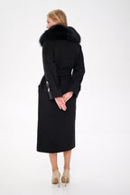 Derby Genuine Polar Fox Textured Cashmere Wool Coat - SJB-DIAMOND ELITES
