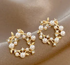 Petal Earrings, Pearl Studs, Colorful Drop Earrings