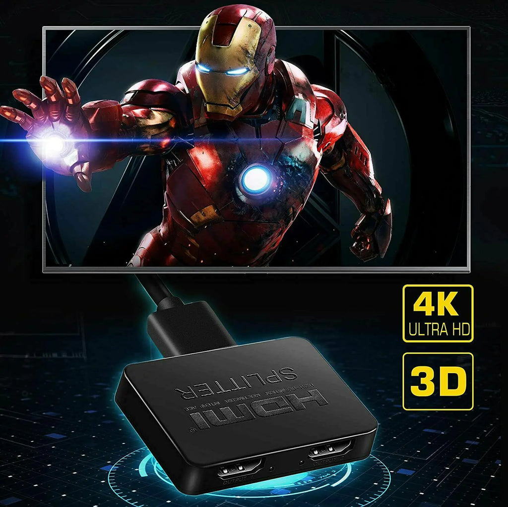 HDMI Splitter 1 In 2 Out 4K HDMI Splitter 1 To 2 Amplifier For Full HD 1080P 3D Pi-Mart