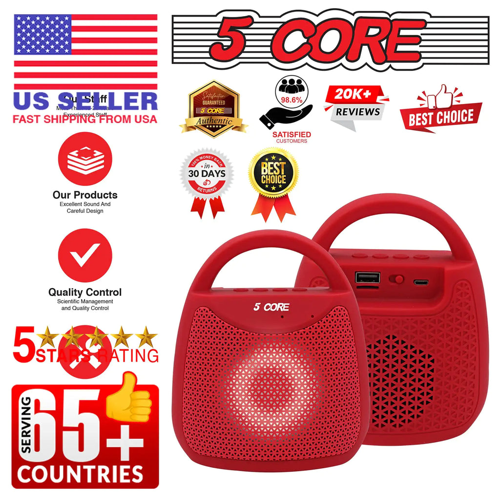 5 Core Outdoor Bluetooth Speaker Wireless Portable Waterproof for Patio Pool Party Pi-Mart