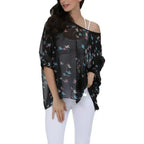 Womens Flying Bird Print Chiffon Top - SJB-DIAMOND ELITES