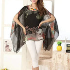 Peony Floral Top - Batwing Chiffon Blouse | Femstylo - SJB-DIAMOND ELITES