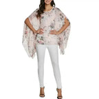 Pink Floral Chiffon Tunic - Free Size Flow Top | Femstylo - SJB-DIAMOND ELITES