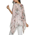 Pink Floral Chiffon Tunic - Free Size Flow Top | Femstylo - SJB-DIAMOND ELITES