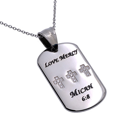 CZ Calvary Dog Tag Necklace KingdomWear