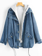 Denim Jacket, Hooded Denim Jacket, Denim Two-Piece Set Pi-Mart