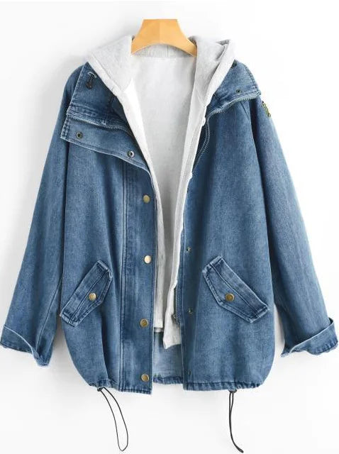 Denim Jacket, Hooded Denim Jacket, Denim Two-Piece Set Pi-Mart