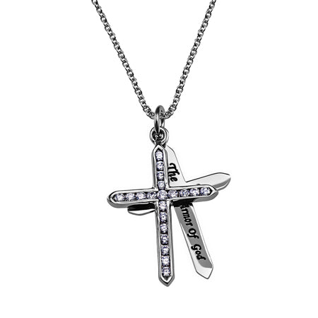 CZ Twin Cross Necklace KingdomWear