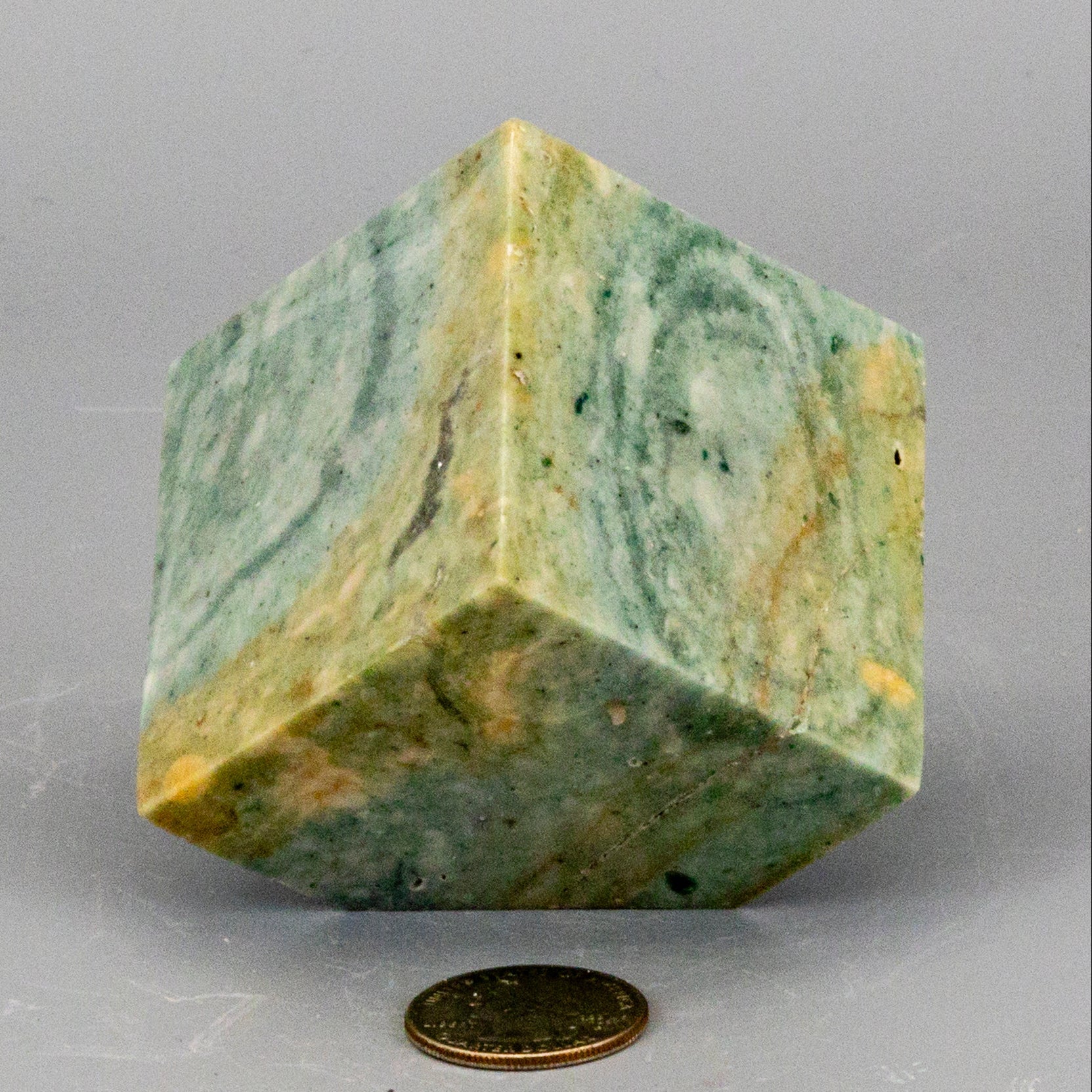 Caribbean Calcite Cube with Cut Corner - Natural Crystal 460g One-of-a-Kind Crystal Destiny