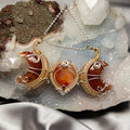 Carnelian Agate 3-Stone Wire Wrap Crystal Pendant - SJB-DIAMOND ELITES