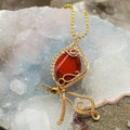 Carnelian Butterfly Wire Wrap Crystal Pendant - SJB-DIAMOND ELITES