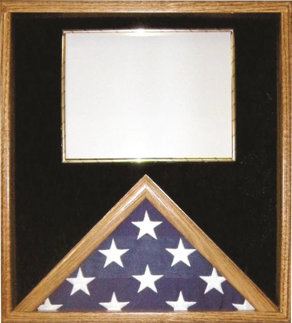 Military Medal and Flag Display Case - Oak Shadow Box. The Military Gift Store