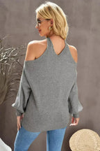 V Neck Cold Shoulder Sweater - SJB-DIAMOND ELITES