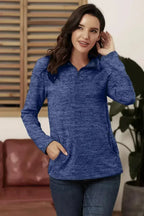 Casual Blue Quarter Zip Pullover Sweatshirt - SJB-DIAMOND ELITES