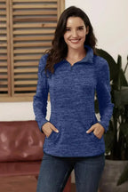 Casual Blue Quarter Zip Pullover Sweatshirt - SJB-DIAMOND ELITES