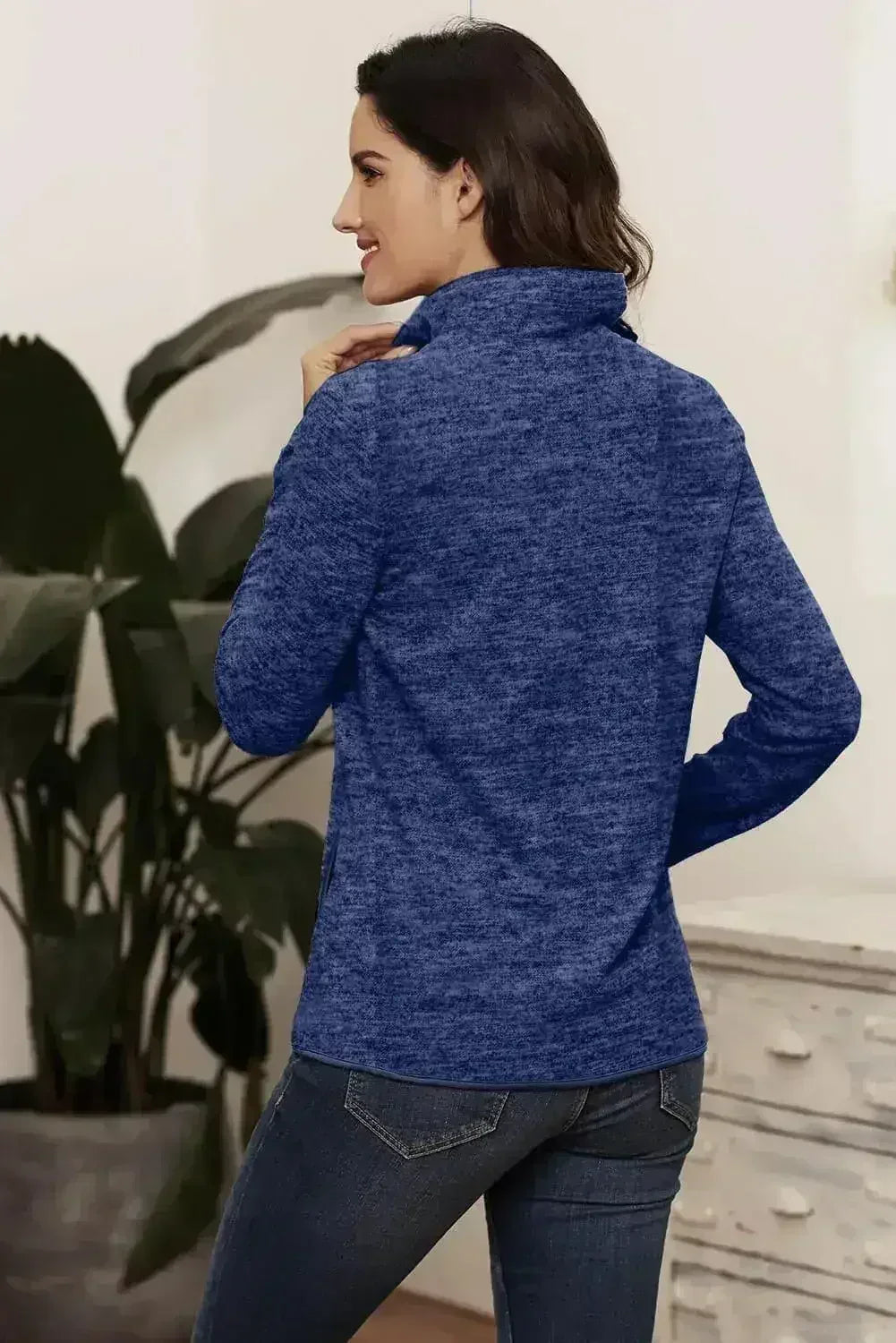 Casual Blue Quarter Zip Pullover Sweatshirt - SJB-DIAMOND ELITES