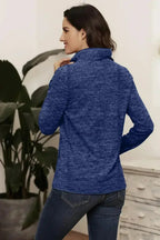 Casual Blue Quarter Zip Pullover Sweatshirt - SJB-DIAMOND ELITES