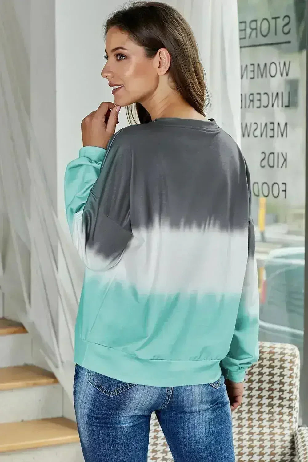 Casual Gray Color Block Tie Dye Pullover Sweatshirt - SJB-DIAMOND ELITES