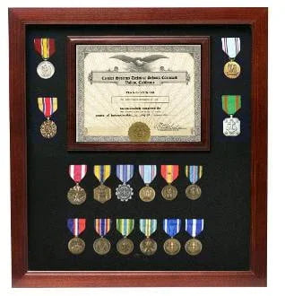 Military Certificate with Medal Display Case Cherry Finish The Military Gift Store