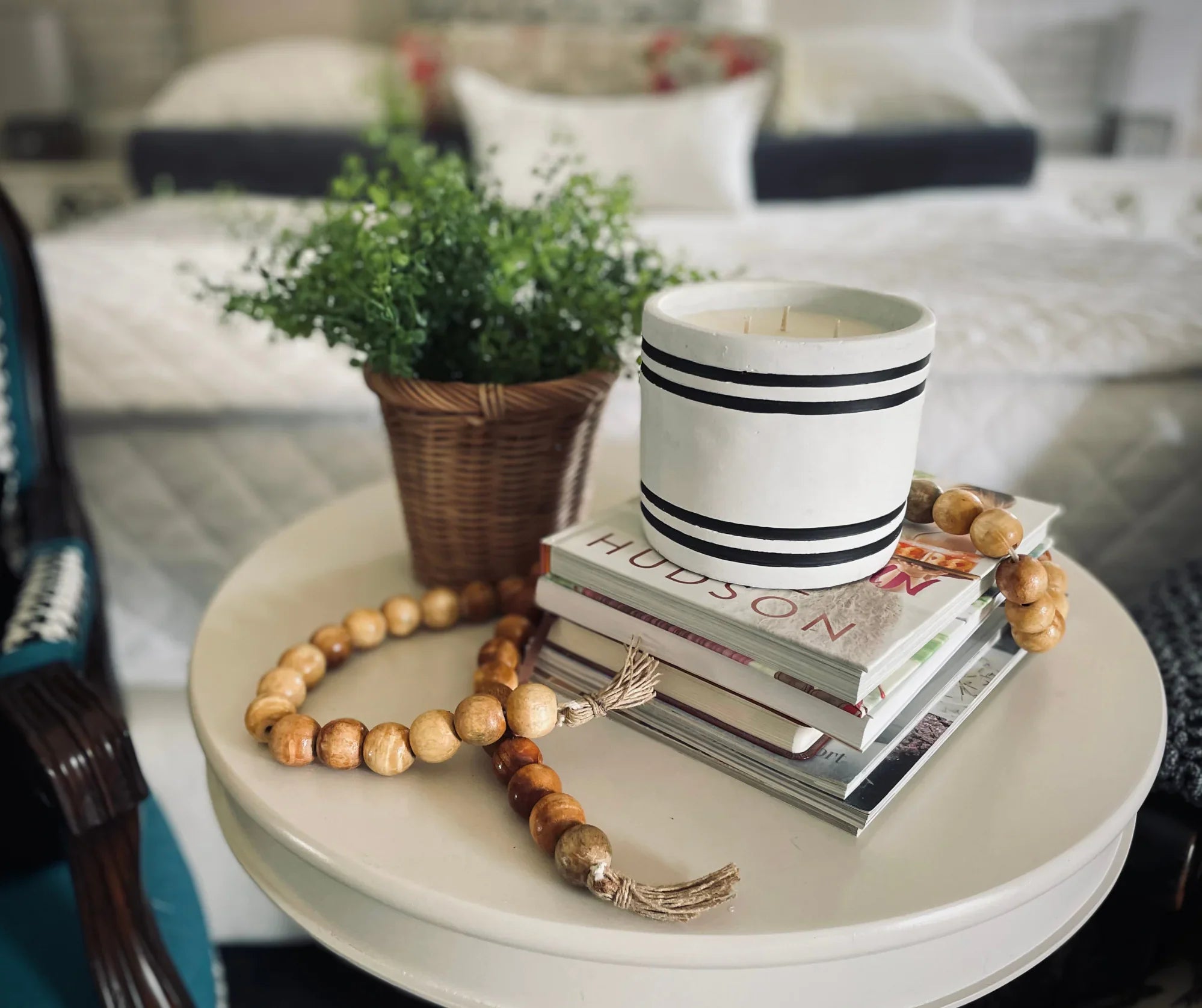 Luxury Large Striped Stone Designer Candle - Create Pi-Mart