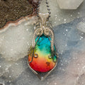 Chakra Agate Wire Wrap Crystal Pendant - Chakra Balance - SJB-DIAMOND ELITES