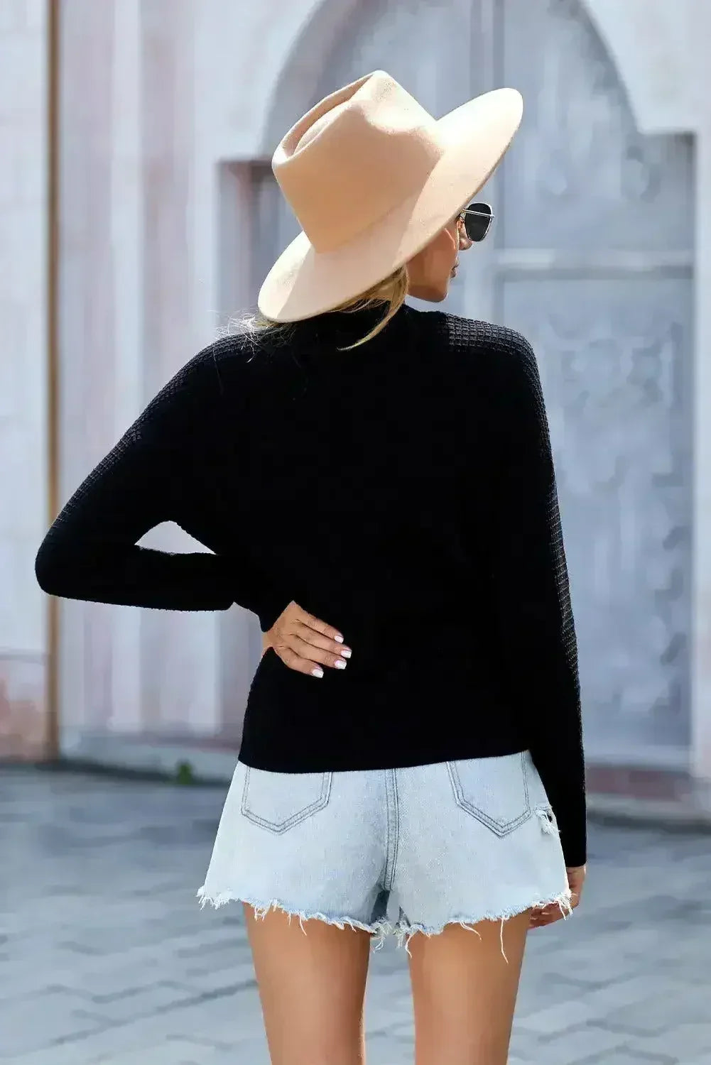 Chic Black Deep V-neck Long Sleeve Knit Sweater - SJB-DIAMOND ELITES