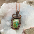 Chrysocolla Square Wire Wrap Crystal Pendant - SJB-DIAMOND ELITES