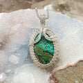 Chrysocolla Wire Wrap Crystal Pendant - Turquoise - SJB-DIAMOND ELITES