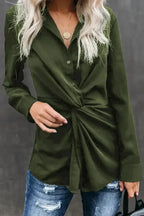 Classic Styles Green Button Down Twist Blouse | Femstylo - SJB-DIAMOND ELITES
