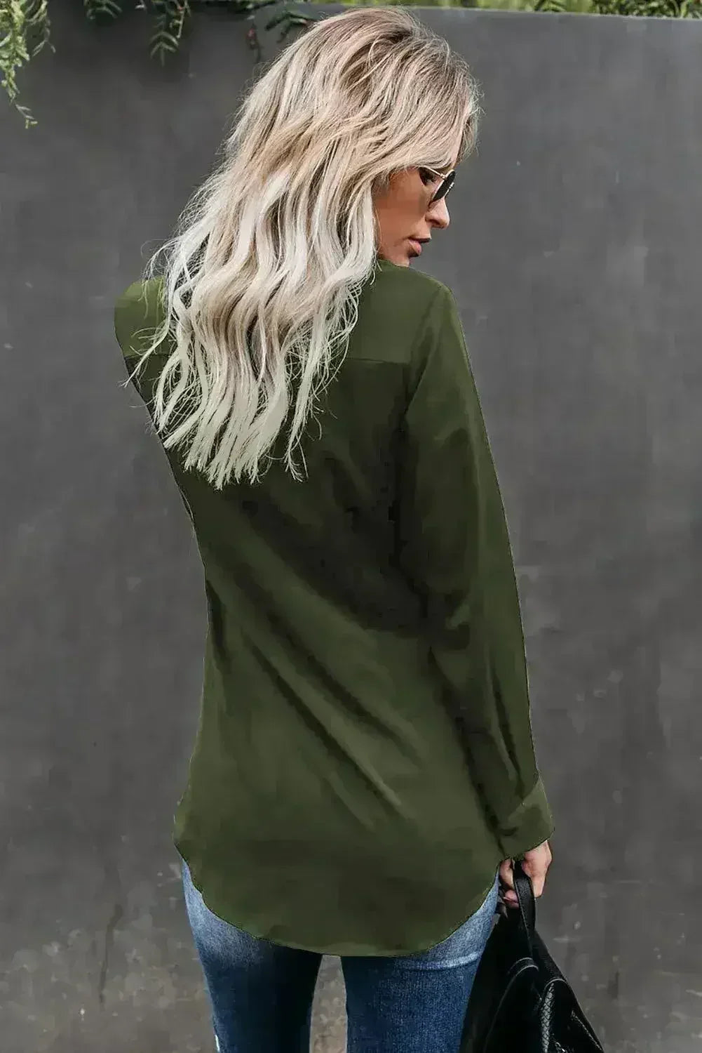 Classic Styles Green Button Down Twist Blouse | Femstylo - SJB-DIAMOND ELITES