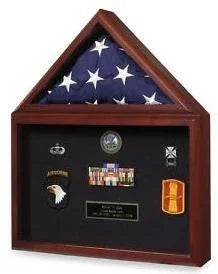 Marine Corps Flag shadowbox for awards medals photos. The Military Gift Store