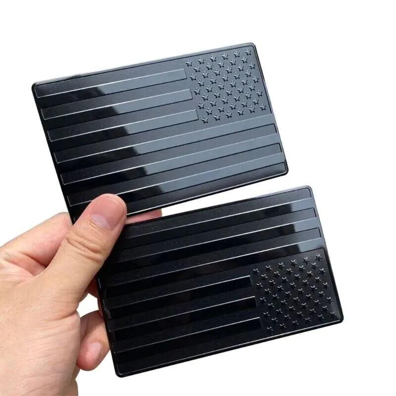 2PCS Metal USA Flag Sticker American Car Truck Decal Emblem Black Pi-Mart