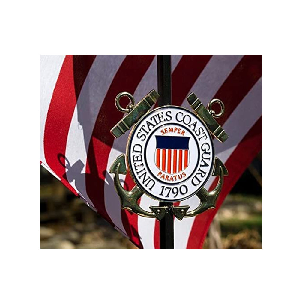Coast Guard Veteran Grave Marker With 30 Inch Tall American Cemetery Flag, Officially Licensed Military Seal. The Military Gift Store