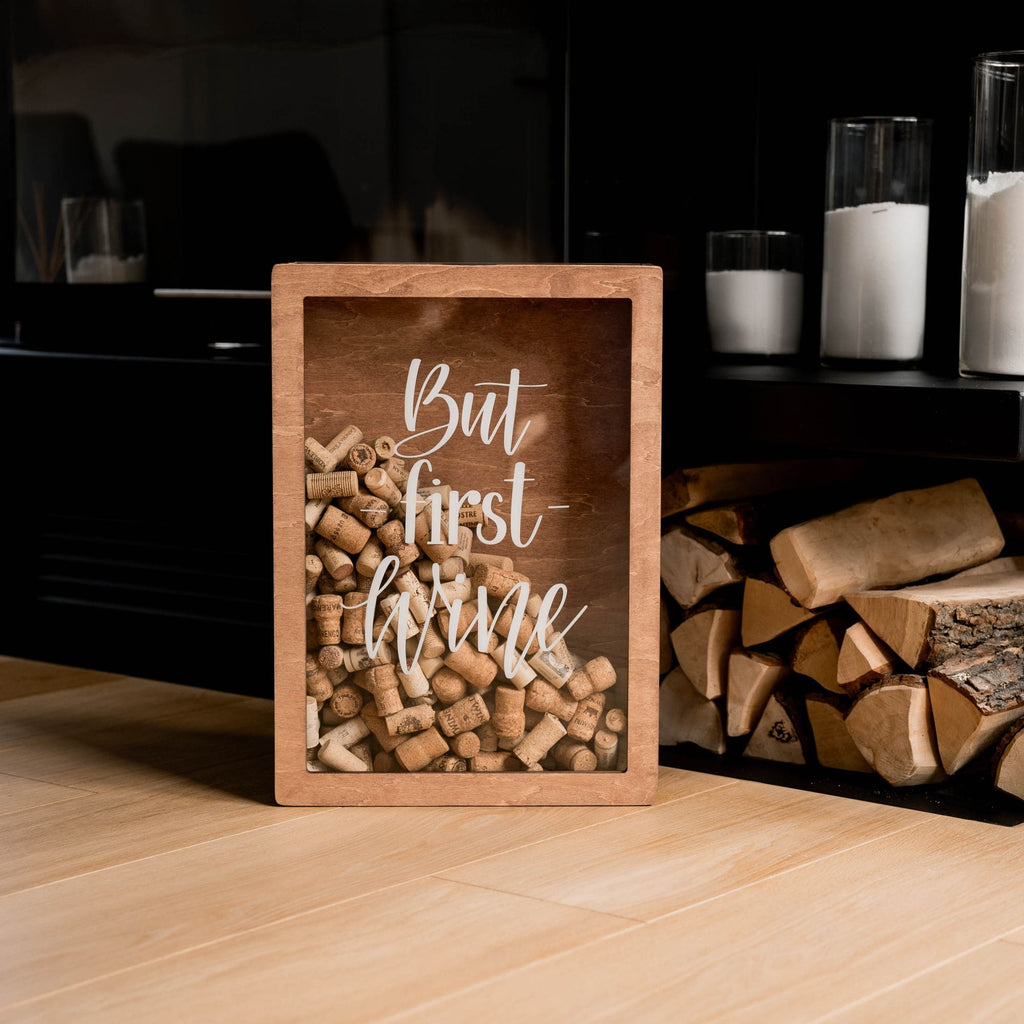Wine Cork Box – But First, Wine - SJB-DIAMOND ELITES