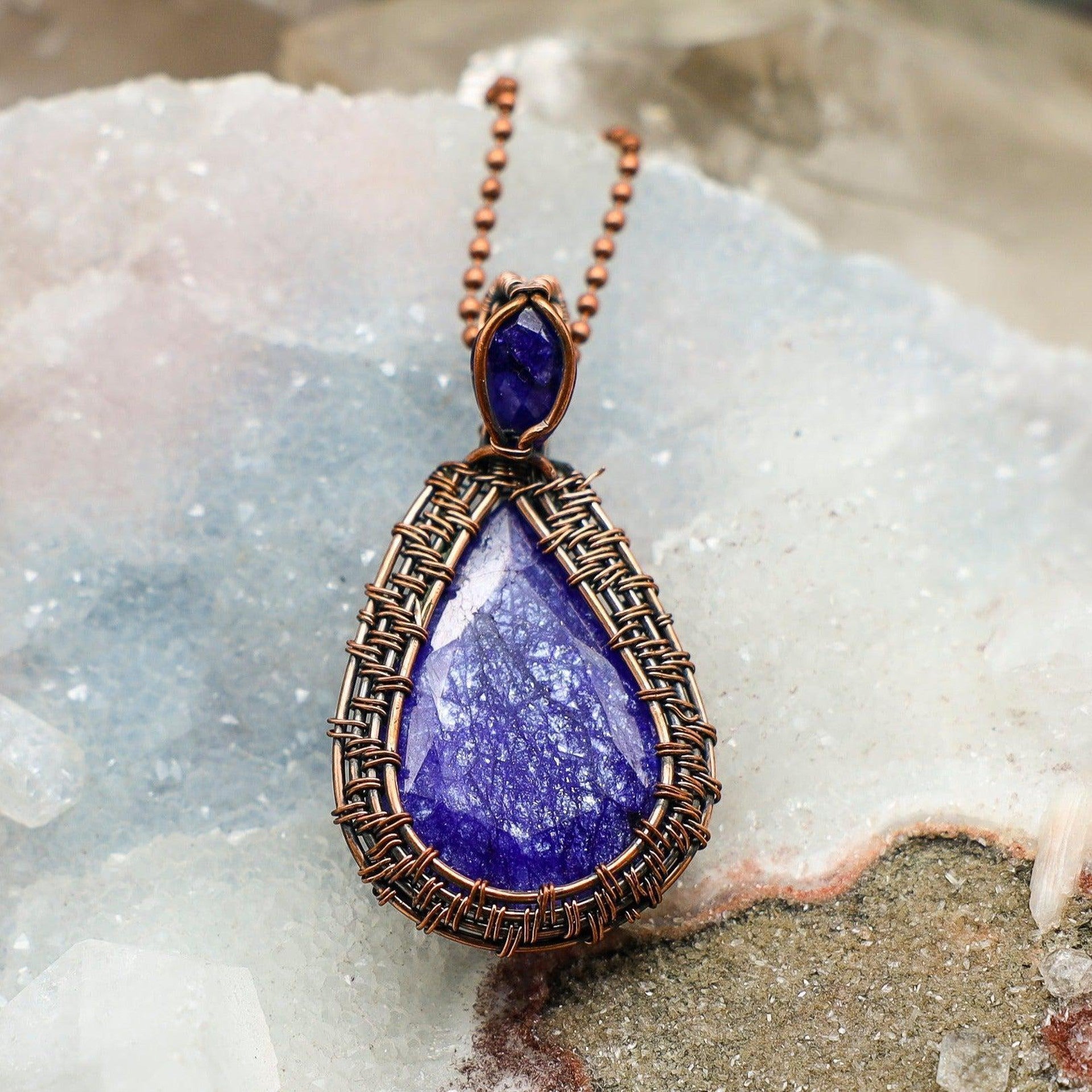 Crackle Quartz Dyed Wire Wrap Crystal Pendant - SJB-DIAMOND ELITES