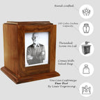 Portrait Urn  with Photo  Total Size 7"x7"x8" The Military Gift Store
