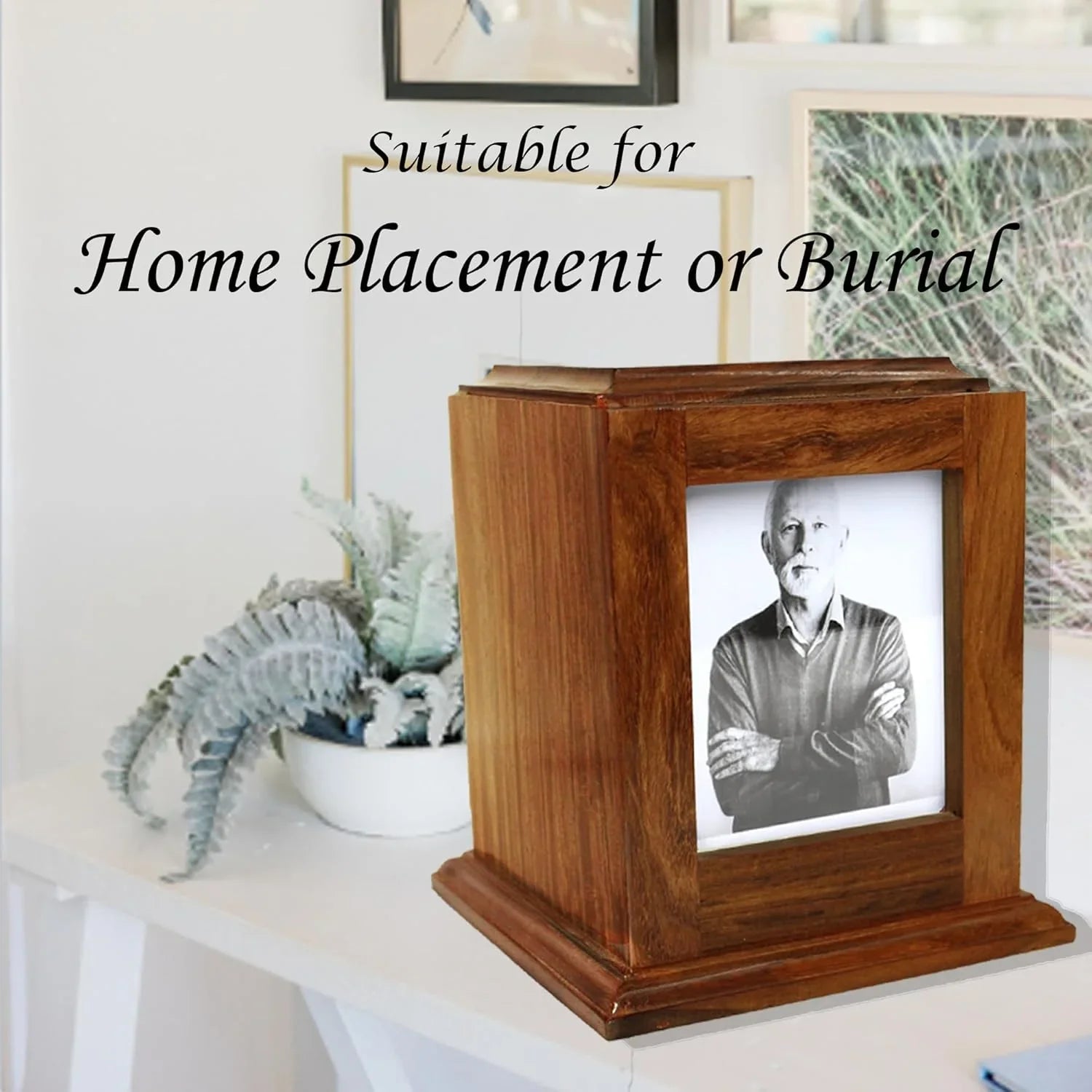 Portrait Urn  with Photo  Total Size 7"x7"x8" The Military Gift Store