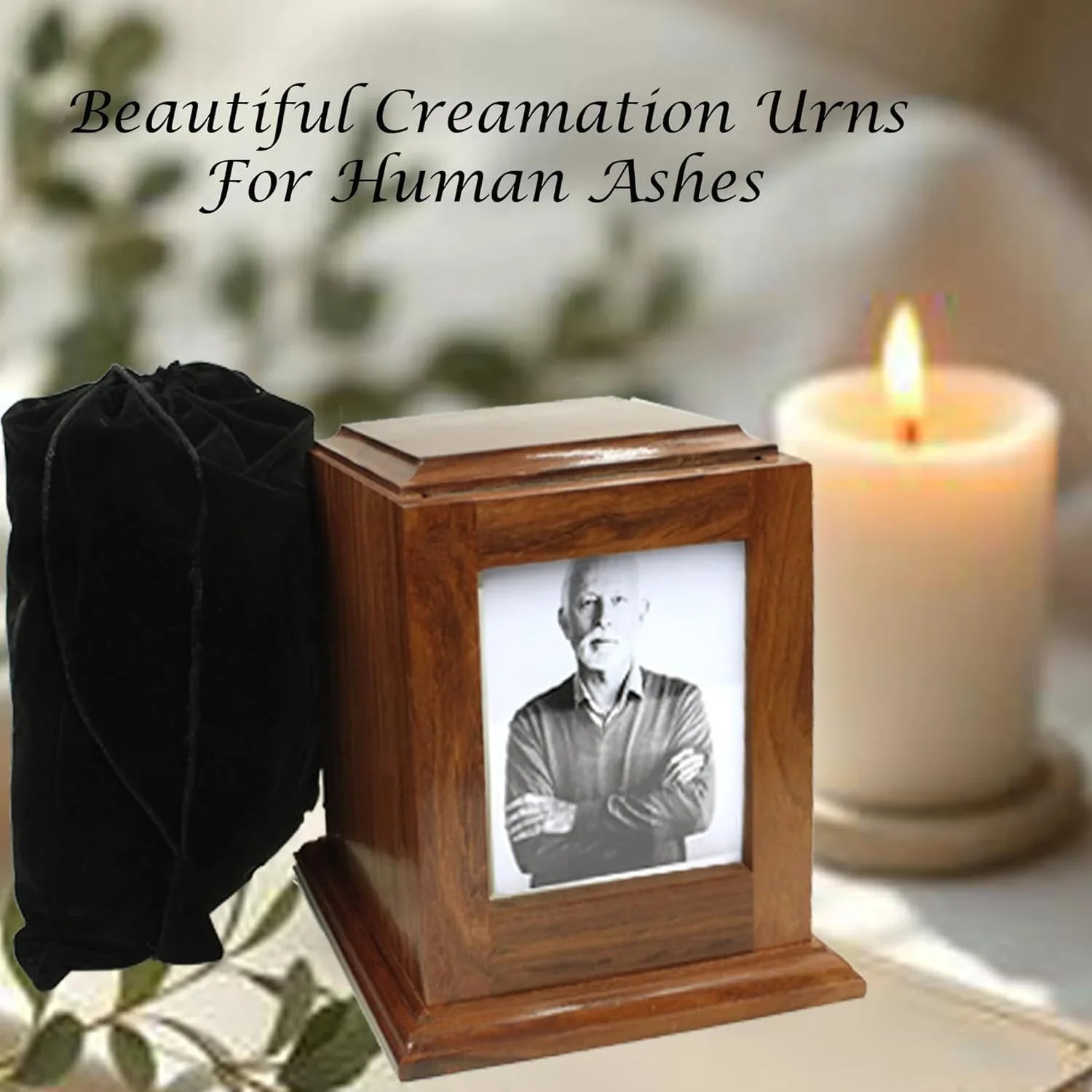 Portrait Urn  with Photo  Total Size 7"x7"x8" The Military Gift Store