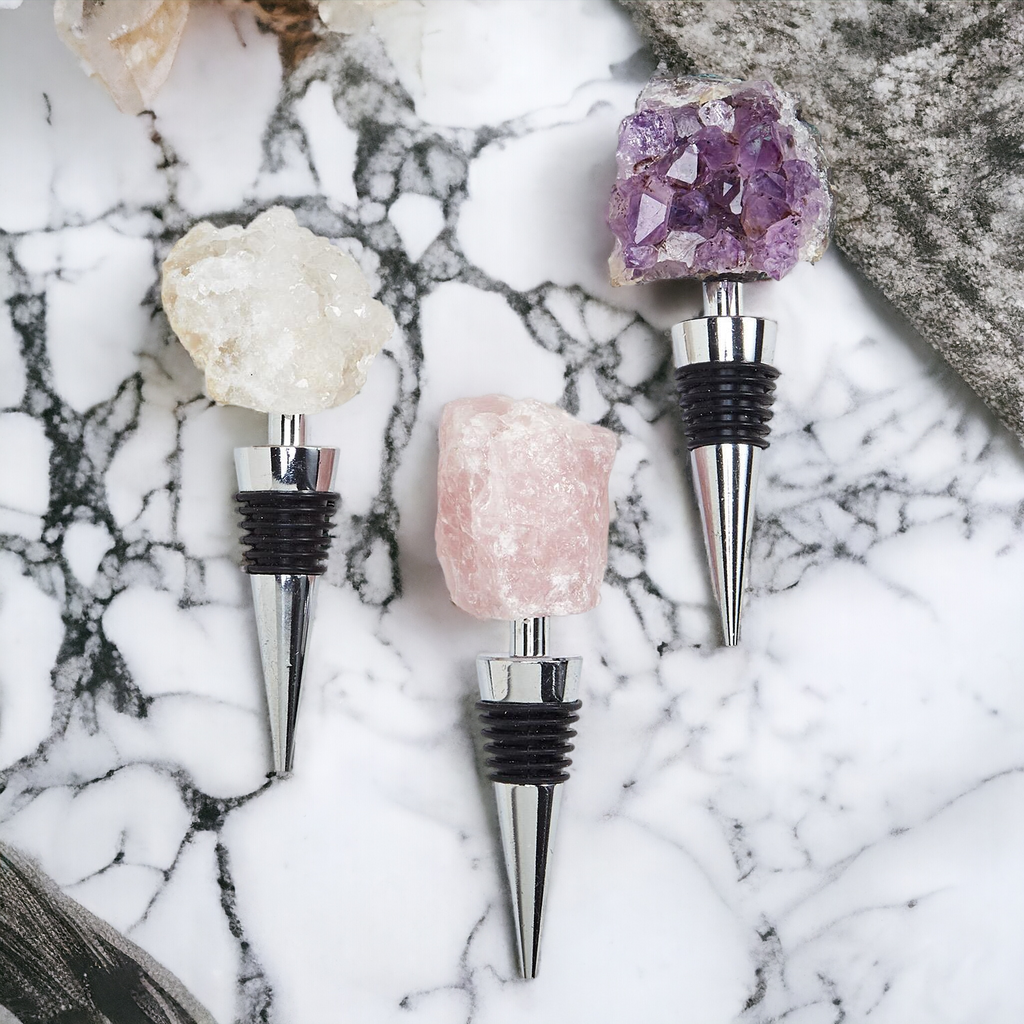 Natural Stone Wine Bottle Stoppers Set Decorative Bougie Bottle Stopper Gifts For Wine Lovers BandsCo Straps