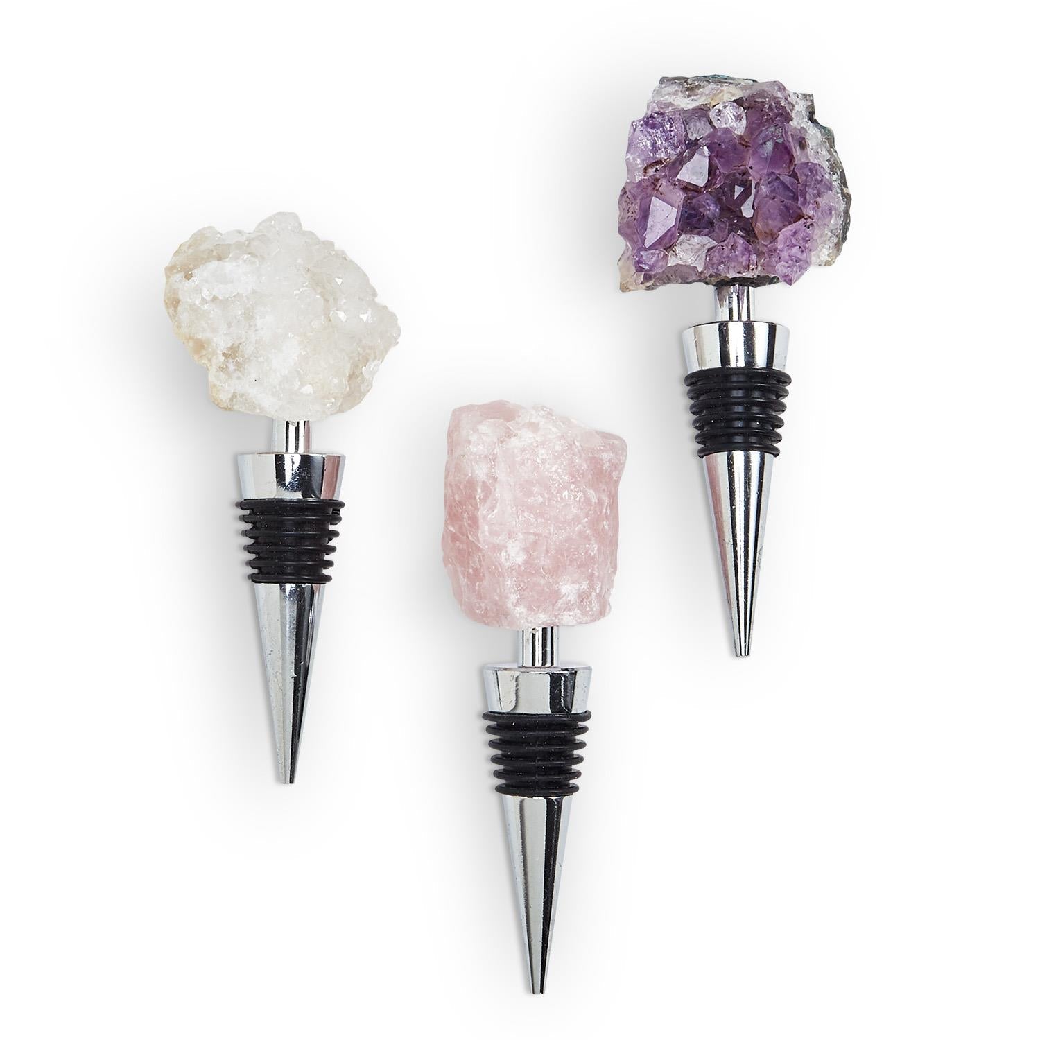 Natural Stone Wine Bottle Stoppers Set Decorative Bougie Bottle Stopper Gifts For Wine Lovers BandsCo Straps