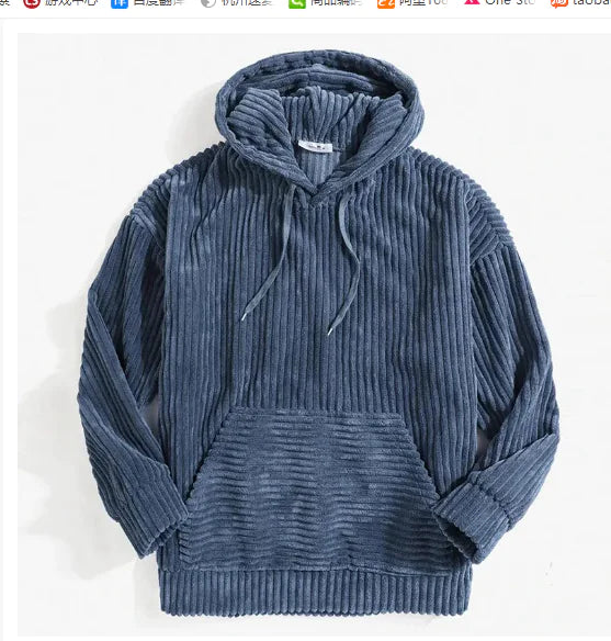 Essentials Hooded Corduroy Pullover for Men (One Piece) Pi-Mart