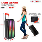 5Core Bluetooth Party Speaker 8 inch PA RGB Partybox Karaoke Machine + 2 Wireless Mic Pi-Mart