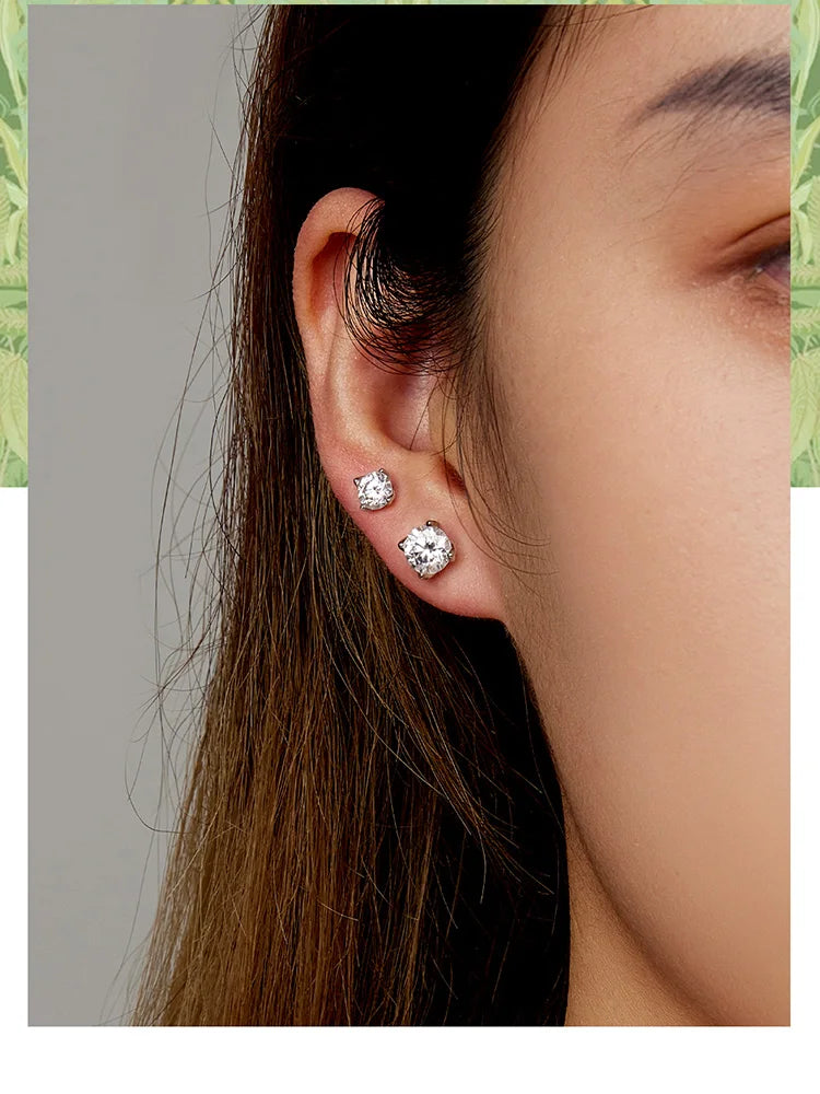 D Color VVS1 1ct Moissanite Stud Earrings 925 Sterling Silver Wedding Gift BandsCo Straps