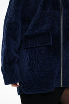 Genuine Shearling Silver Fox Trim Jacket - SJB-DIAMOND ELITES