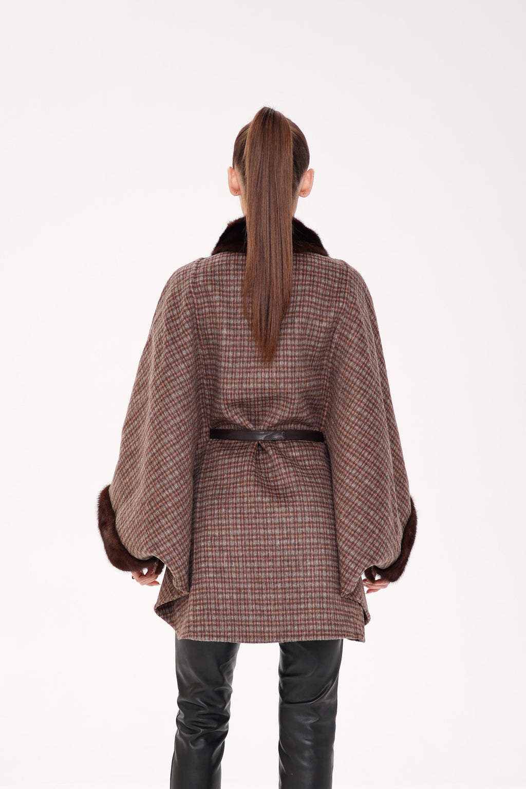 Genuine Scandinavian Mink Fur Double Face Wool Poncho - SJB-DIAMOND ELITES