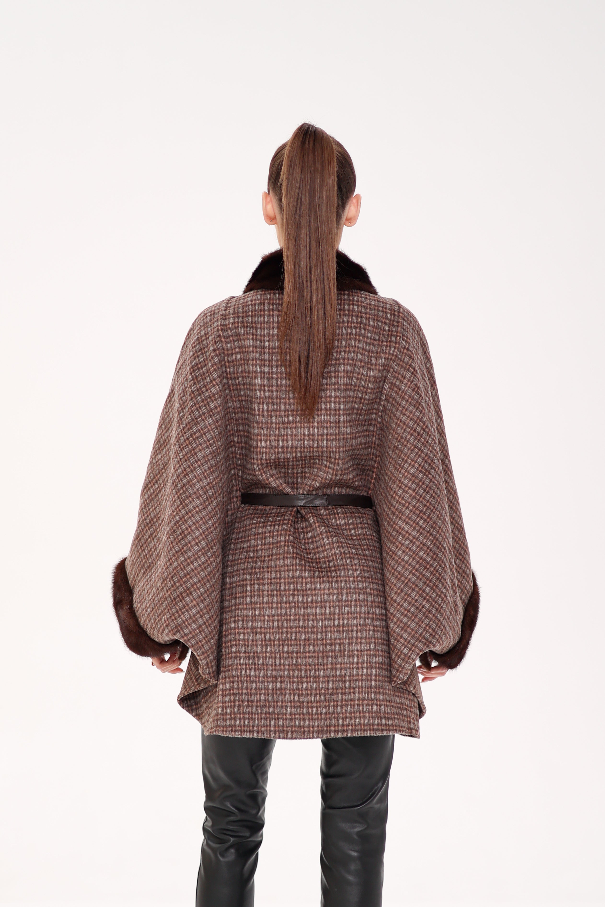 Genuine Scandinavian Mink Fur Double Face Wool Poncho - SJB-DIAMOND ELITES