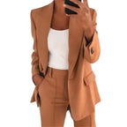 Solid Color Blazer Long Sleeve Pi-Mart