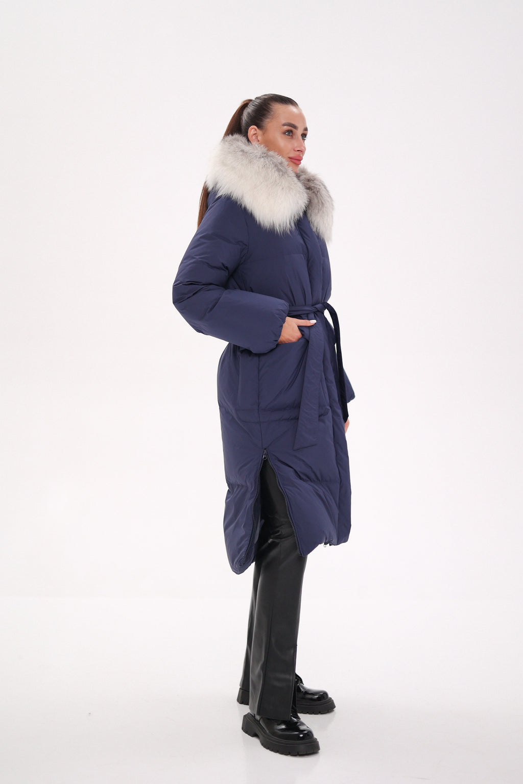 Genuine Silver Fox Down Fill Coat - SJB-DIAMOND ELITES