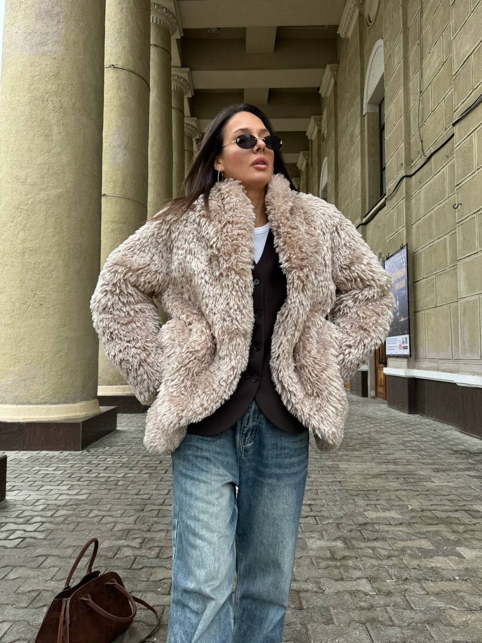 Faux Fur Coat with Leather Belt - SJB-DIAMOND ELITES