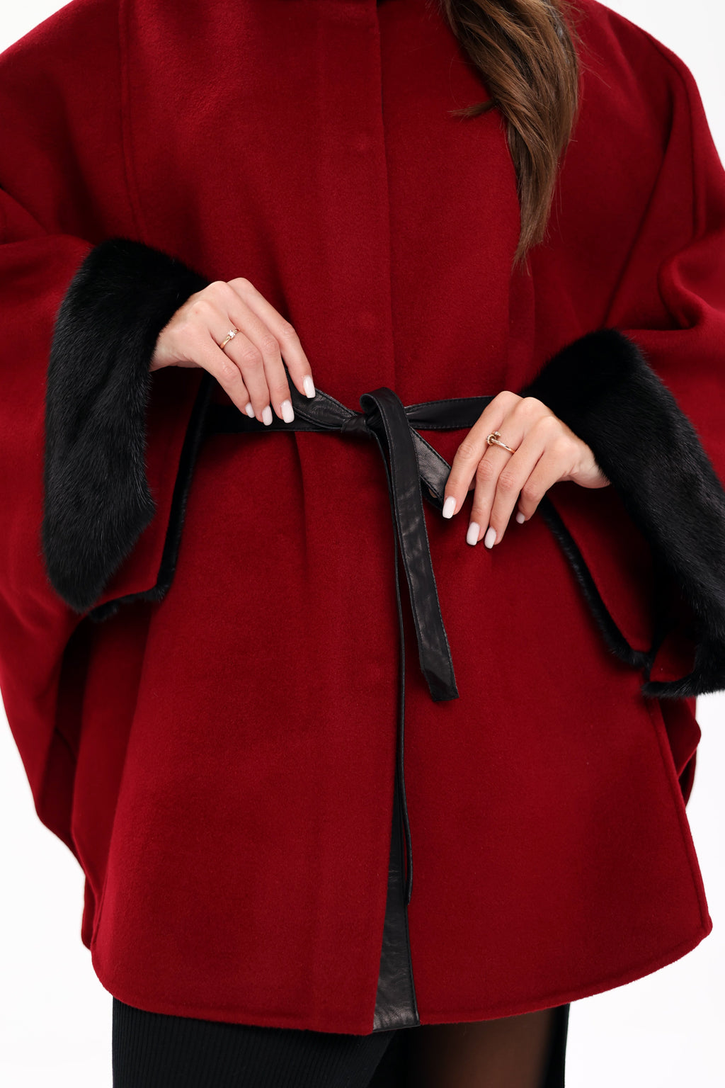 Genuine Scandinavian Mink Fur Double Face Wool Poncho - SJB-DIAMOND ELITES